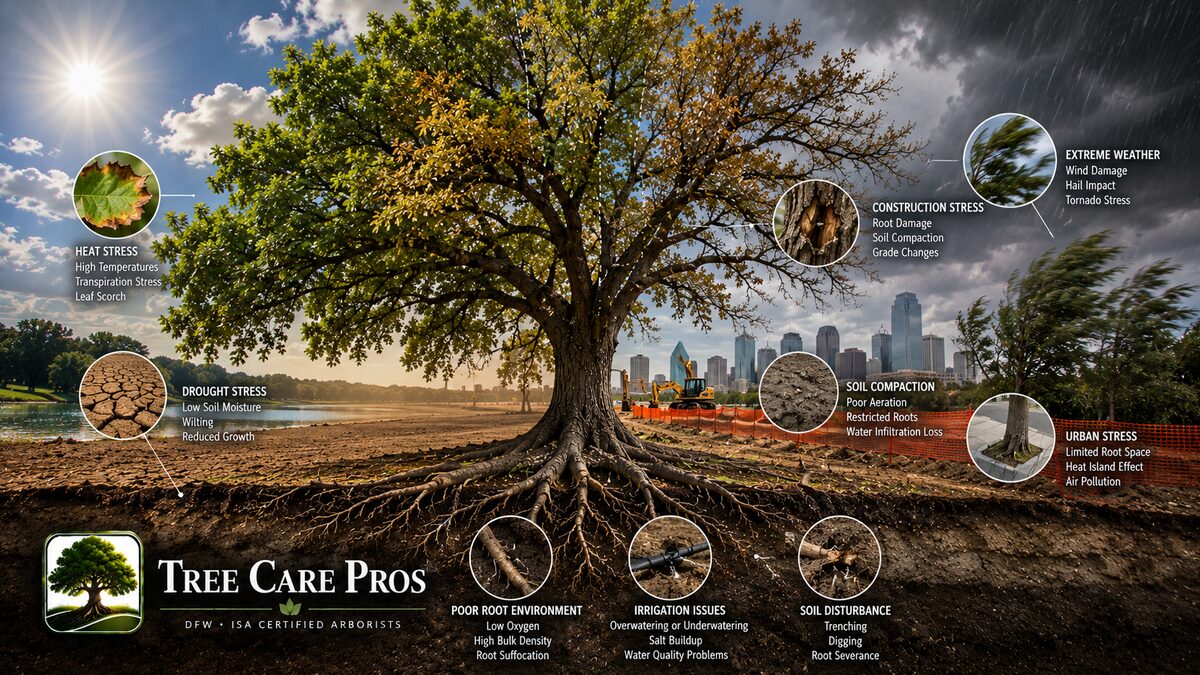 Environmental stress affecting trees in Dallas–Fort Worth, Texas