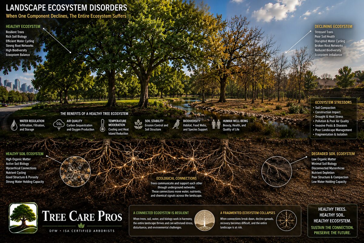 Landscape and ecosystem disorders affecting trees in Dallas–Fort Worth, Texas
