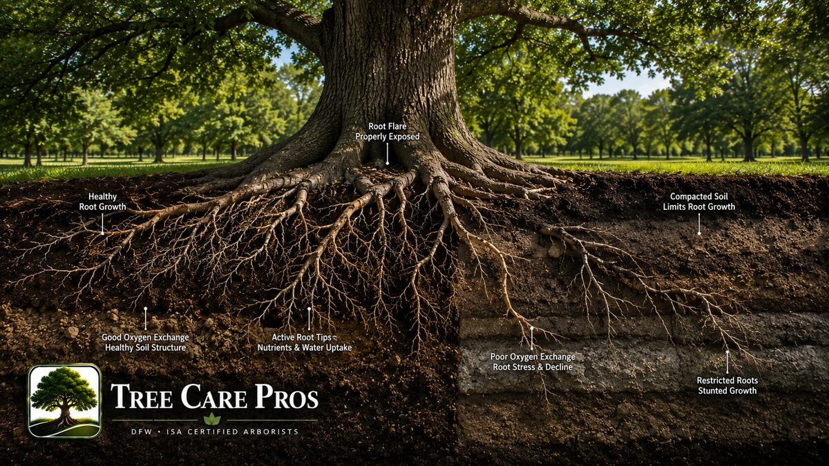 Root-zone disorders affecting trees in Dallas–Fort Worth, Texas