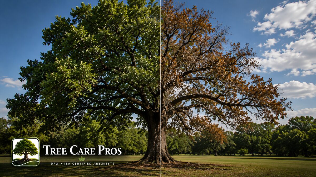 Side-by-side tree problem diagnosis comparisons for Dallas–Fort Worth, Texas